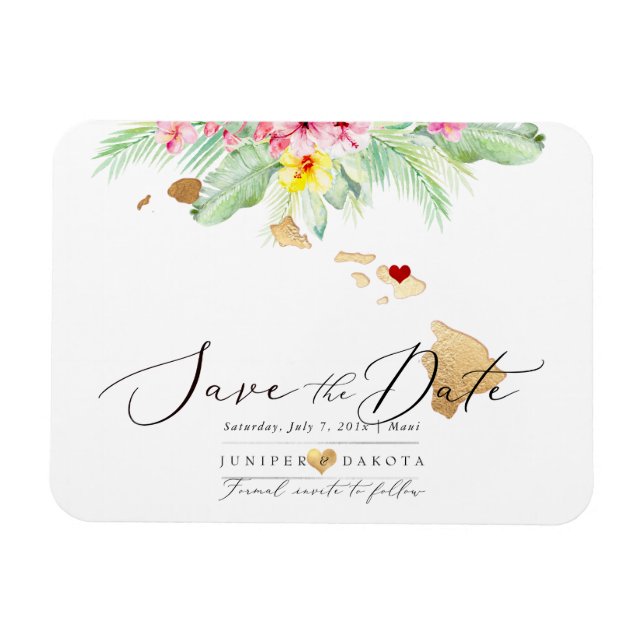 Imán PixDezines Elegant Hawaiian DIY Map Save the Date  (Horizontal)