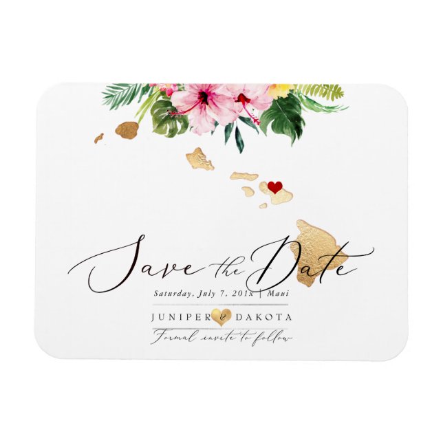 Imán PixDezines Elegant Hawaiian DIY Map Save the Date (Horizontal)
