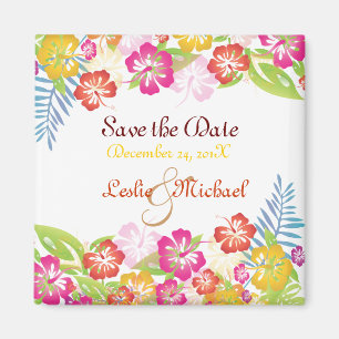 Imán PixDezines Leis Hibiscus, Save the Date
