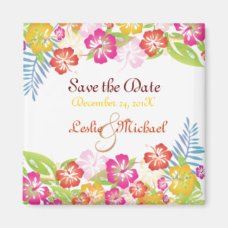 Imán PixDezines Leis Hibiscus, Save the Date