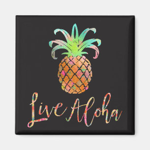 Imán PixDezines Live Aloha Pineapples/fondo DIY