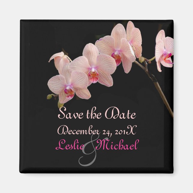 Imán PixDezines Peach Orchid, Save the Date (Frente)