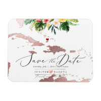 PixDezines Rosa Gold Caribbean Map Save Date