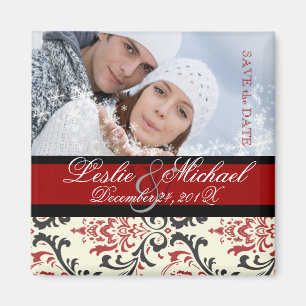 Imán PixDezines Rossi Damask, foto fecha de guardado