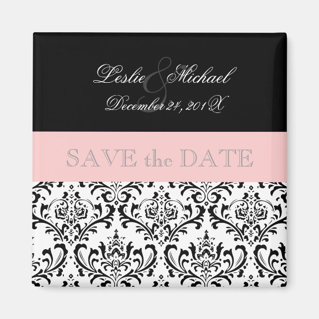 Imán PixDezines Rossi Damask, negro+blanco (Frente)