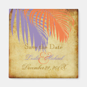Imán PixDezines Vintage Palm Fronds, Save the Date