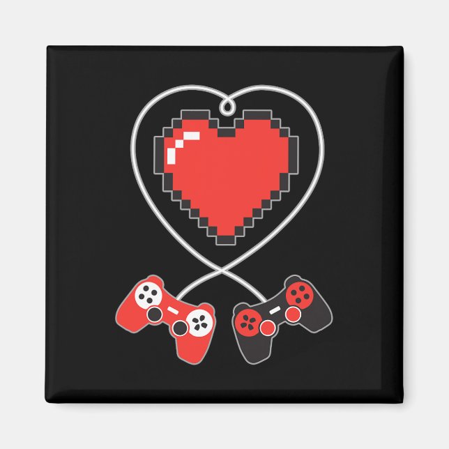 Imán Pixel Art Video-game Controller Día de San Valentí (Frente)