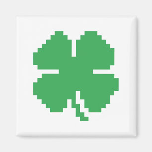 Imán Pixel Lucky Four Leaf Clover de 8 bits
