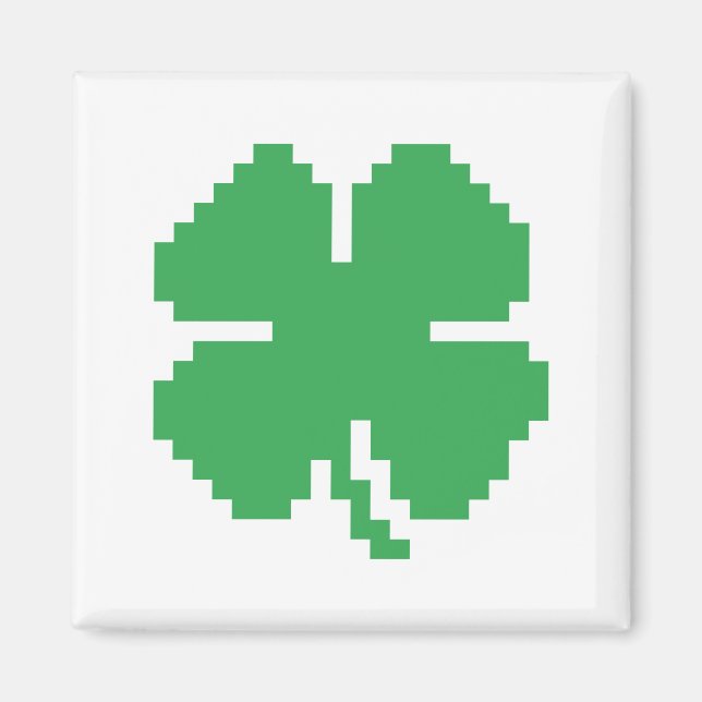 Imán Pixel Lucky Four Leaf Clover de 8 bits (Frente)
