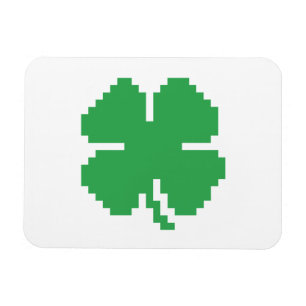 Imán Pixel Lucky Four Leaf Clover de 8 bits