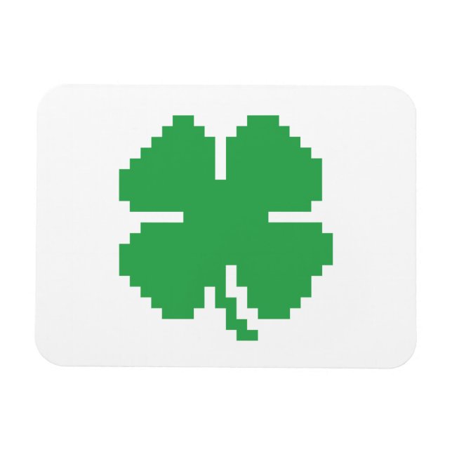 Imán Pixel Lucky Four Leaf Clover de 8 bits (Horizontal)
