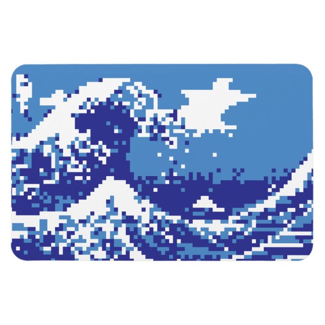 Imán Pixel Tsunami Blue 8 bit Pixel Art (Horizontal)