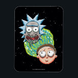 Imán Pixelverse Rick and Morty Portal Graphic<br><div class="desc">Pixelated Rick and Morty heads over a green portal.</div>