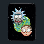 Imán Pixelverse Rick and Morty Portal Graphic<br><div class="desc">Pixelated Rick and Morty heads over a green portal.</div>