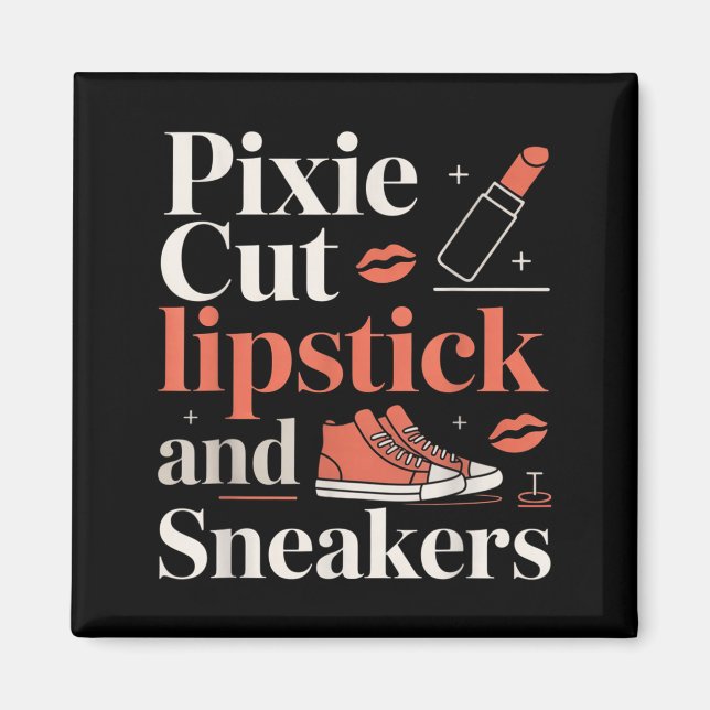 Imán Pixie cut lipstick and sneakers short hair style  (Frente)
