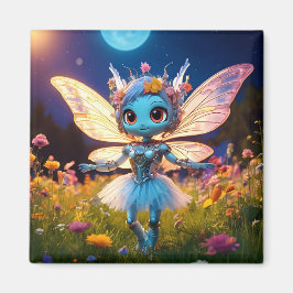 Imán Pixie Robot Ballerina bailando en flores silvestre