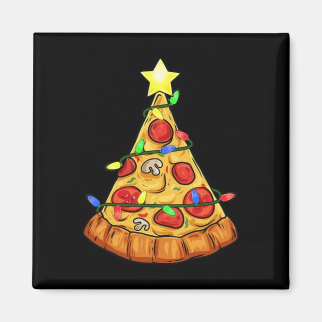 Imán Pizza Árbol de Navidad enciende niños divertidos N (Frente)
