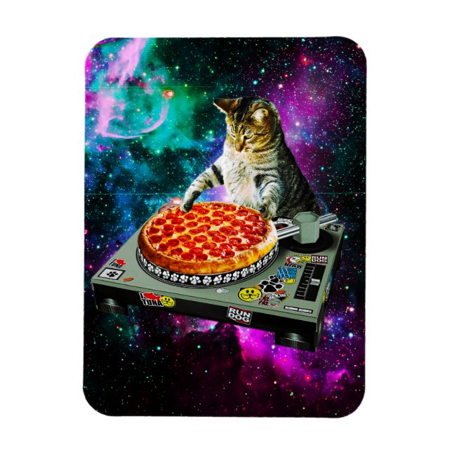 Imán Pizza de gato dj espacial (Vertical)