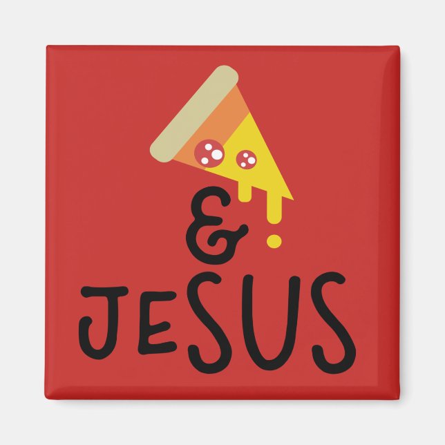 Imán Pizza de Pepperoni Jesús Fe Biblia Cota (Frente)