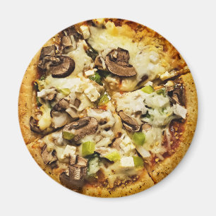 Imán Pizza de Pimientos Verdes y Champiñones Comida