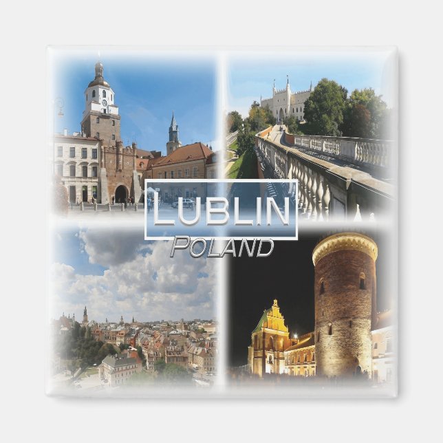 Imán PL0023 Europa, Polonia, Lublin, nevera (Frente)