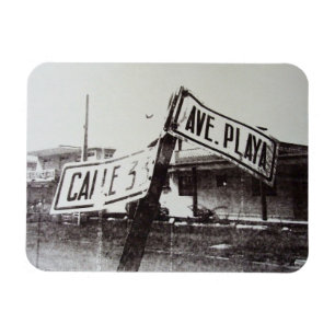 Imán Placa de calle blanco y negro