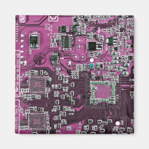 Imán Placa de circuito de Geek de Computadora Purple