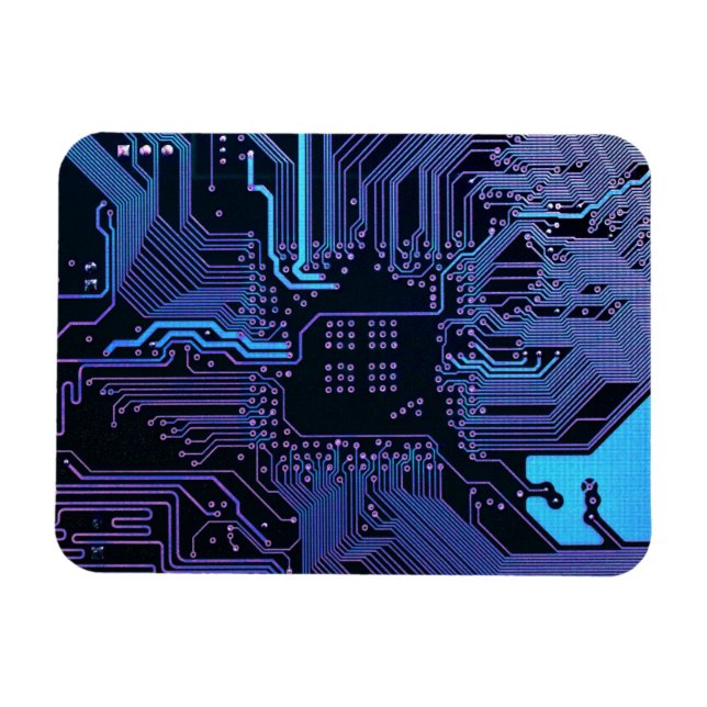 Imán Placa de circuito electrónico azul del nerd de sal (Horizontal)