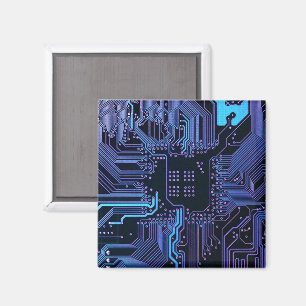 Imán Placa de circuito electrónico azul del nerd de sal