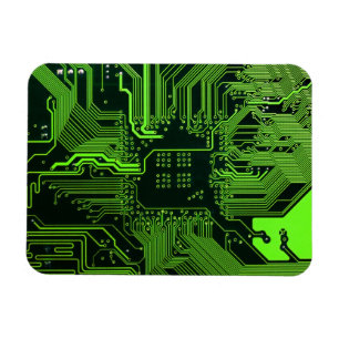 Imán Placa de circuito electrónico verde del nerd de sa