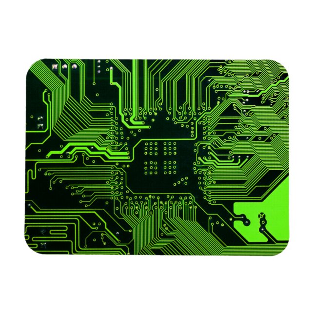 Imán Placa de circuito electrónico verde del nerd de sa (Horizontal)