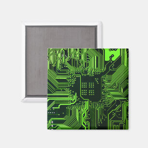 Imán Placa de circuito electrónico verde del nerd de sa