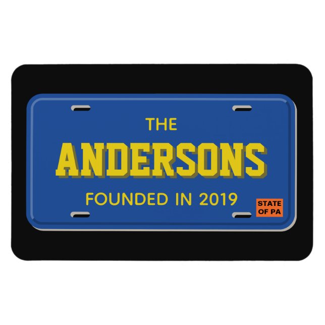 Imán Placa de licencia azul y oro personalizada (Horizontal)