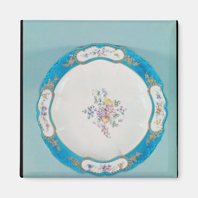 Imán Placa decorada con motivos florales, Sevres (Frente)