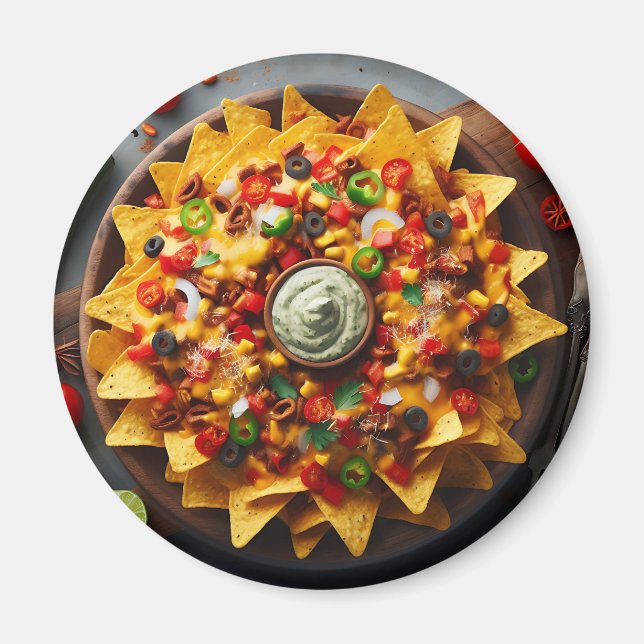 Imán Placa realista de nachos divertida (Frente)