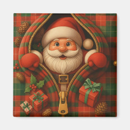 Imán Plaid Santa Claus Christmas Design