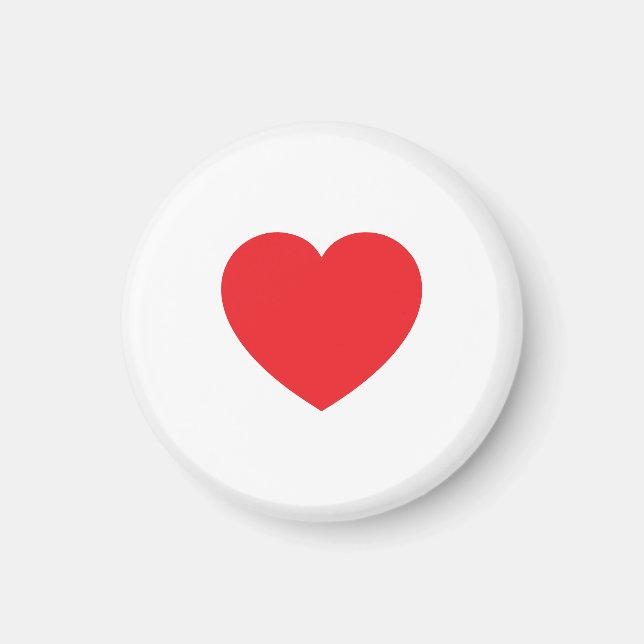 Imán Plain Modern White Red Love Heart Graphic (Frente)