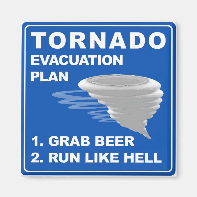 Imán Plan de evacuación de Tornado ;-) (Frente)
