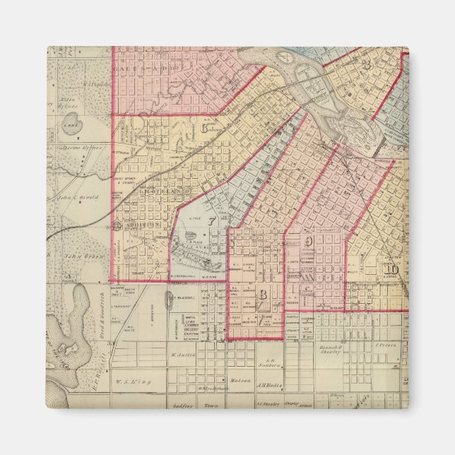 Imán Plan de la ciudad de Minneapolis y sus alrededores (Frente)