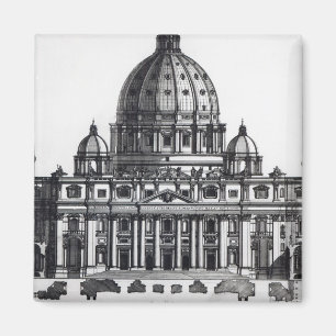 Imán Plan de San Pedro, Roma, grabado por