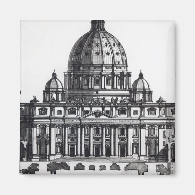 Imán Plan de San Pedro, Roma, grabado por (Frente)