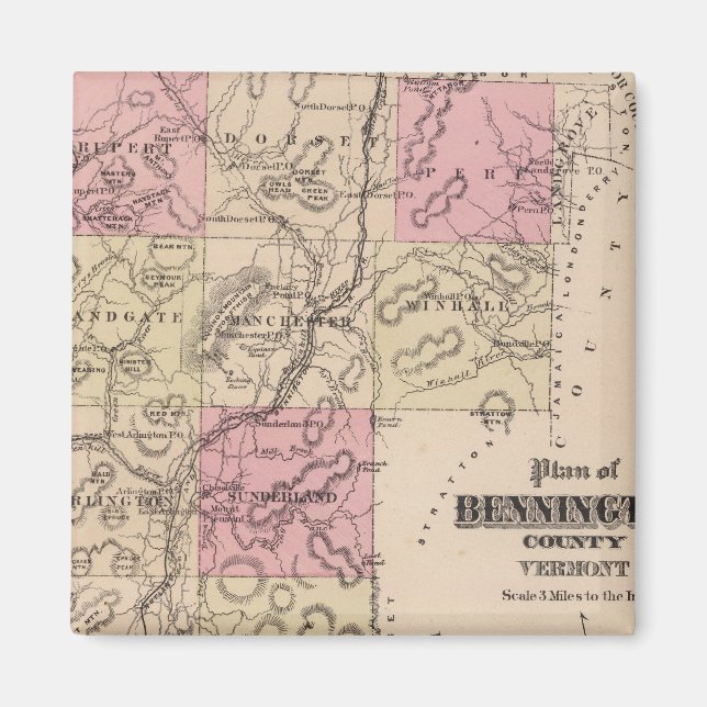 Imán Plan del condado de Bennington, Vermont (Frente)