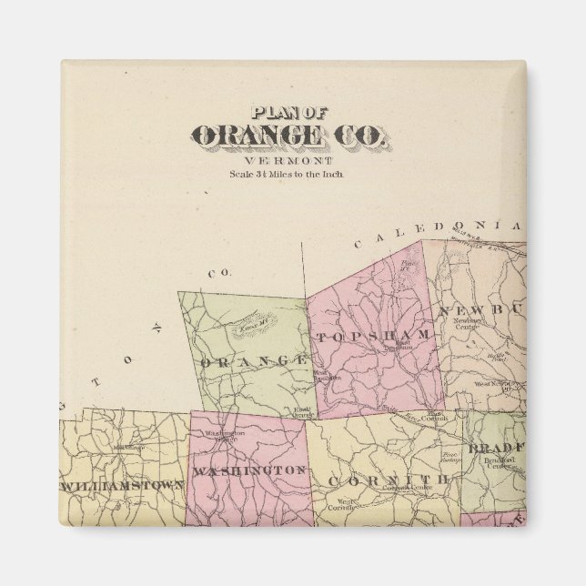 Imán Plan del condado de Naranja en Vermont (Frente)