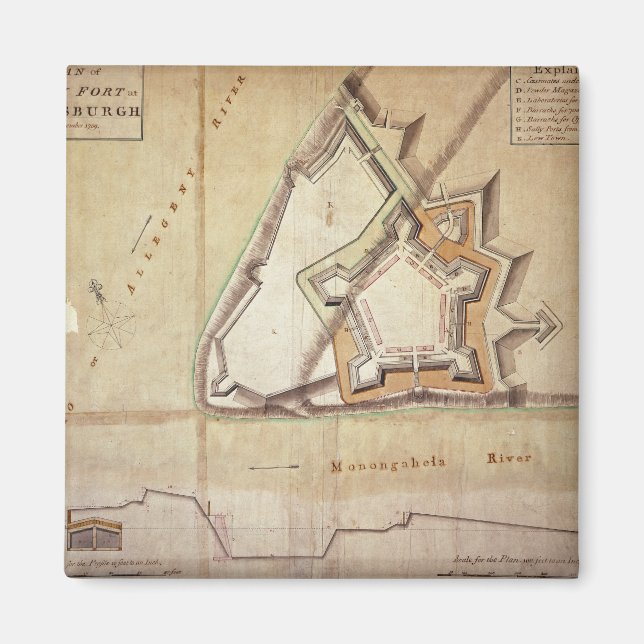 Imán Plan del Nuevo Fuerte en Pittsburgh (Frente)