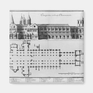 Imán Plan y elevación de la abadía de Cluny