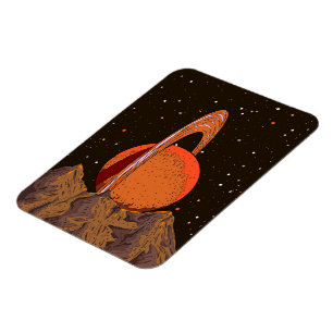 Imán Planeta de ciencia ficción naranja