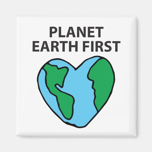 Imán Planeta primer icono ecológico Happy Earth Clipart (Frente)