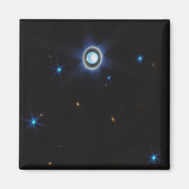 Imán Planeta Urano con anillos y lunas Imagen JWST (Frente)