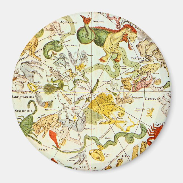 Imán Planisphæri Coeleste 1698 - Gráfico de astrología  (Frente)