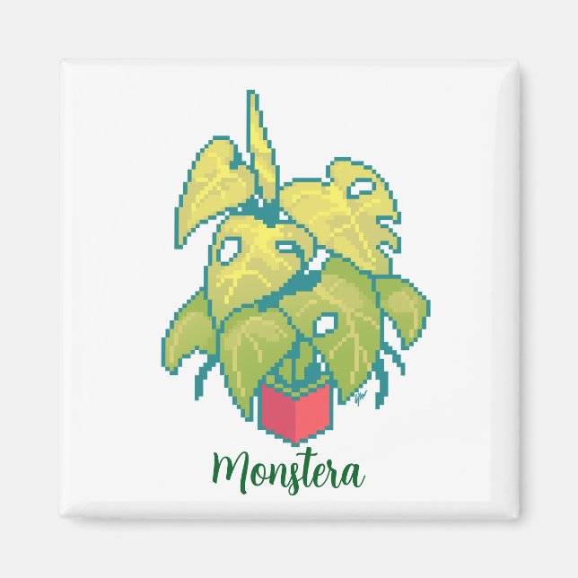 Imán Plant monstera pixelart, Pixel Art (Frente)